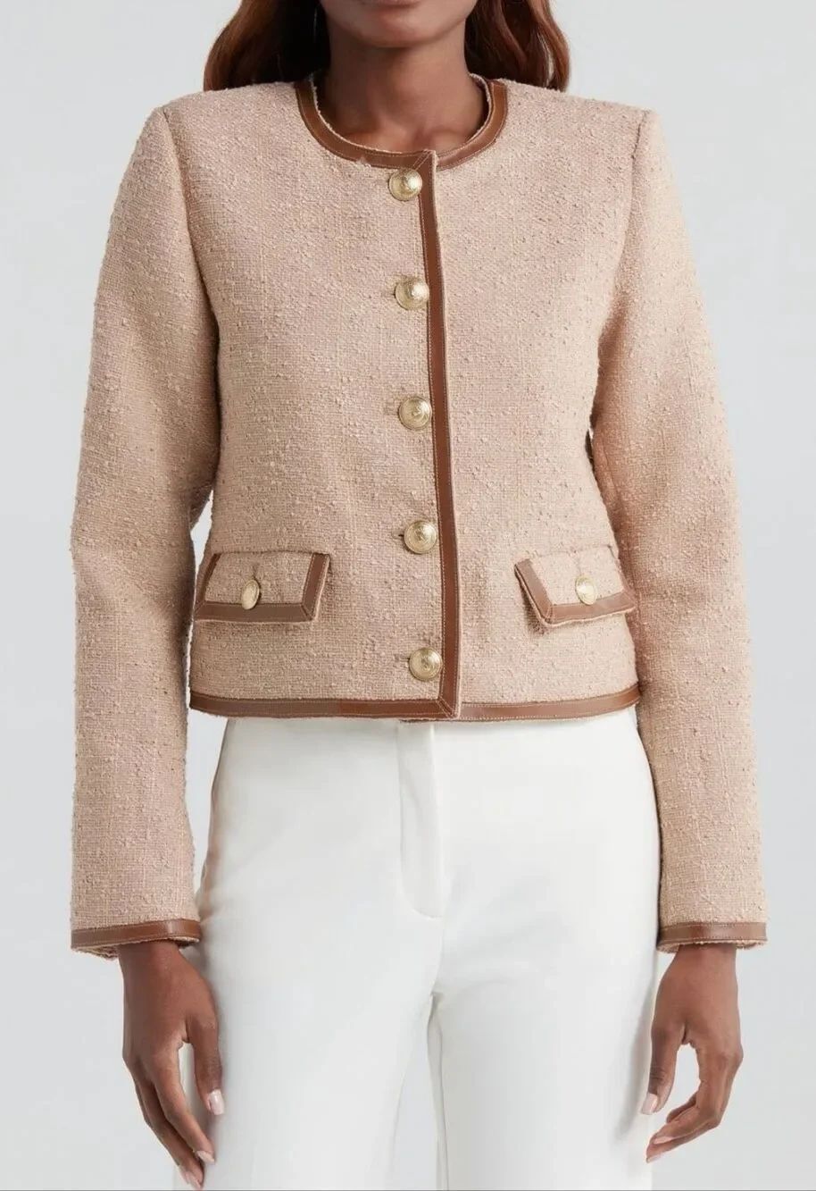 NWT L'AGENCE Zaya Faux Leather Trim Jacket- size 14